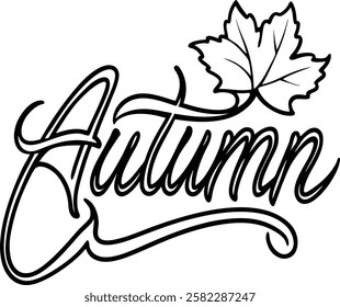 Autumn lettering fo typography poster Modern brush calligraphy Handwritten vector illustration