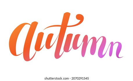 Autumn Lettering Text Isolated White Background, Vector Illustration