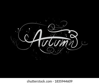 Autumn Lettering Text on black background in vector illustration