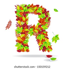 autumn letters with drops of water