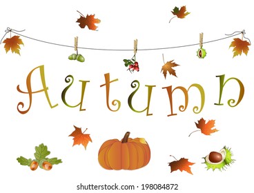 Autumn - Letters and pumpkin