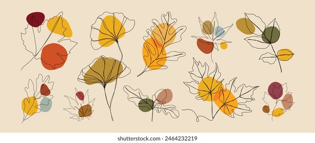 Autumn line art background vector.