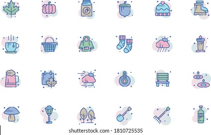 Autumn Line Color Icon Pack - All elements on this template are editable with vector software