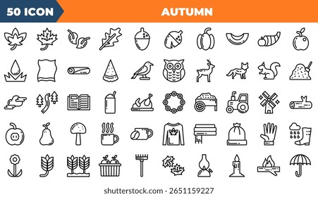 Autumn Line Editable Icons set. Vector illustration in modern thin line style of autumn icons: spring, maple, leaf, etc