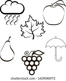 autumn line icon, set vector illustration