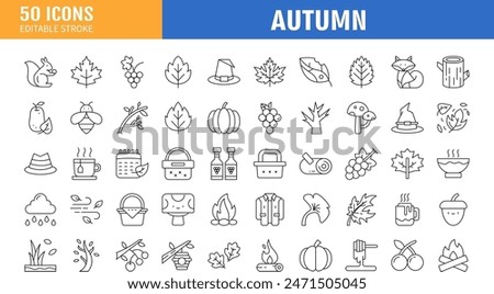 Autumn Line Icons Editable Stroke
