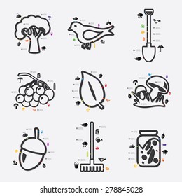 autumn line infographic illustration. Fully editable vector file