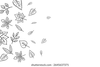 Autumn line leaves frame, outline, design for posters, banner, greeting cards, stickers