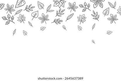 Autumn line leaves frame, outline, design for posters, banner, greeting cards, stickers