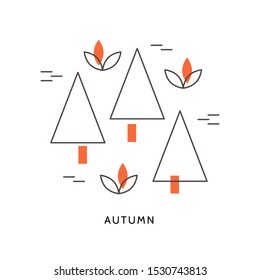 Autumn linear composition in vector. Vintage decor element.