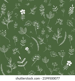 Autumn linear flowers on a green background from which the pattern was created.