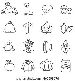 Autumn Linear Icons Set. Thin Line Design