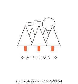 Autumn linear logo concept. Design element in vector.