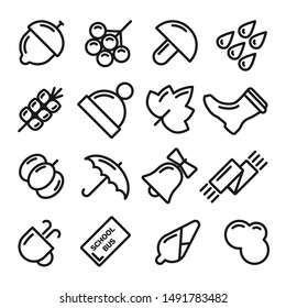 Autumn linear set. Autumn linear elements on an autumn theme. Vector stock illustration.
