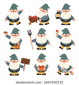 Autumn little gnomes isolated on white background