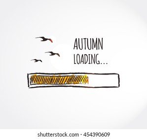 Autumn loading. Autumn begins creative concept. Progress bar design. Vector illustration.