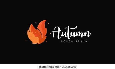 Autumn Logo Design Concept Vector Isolated in Black Background. Seasonal Logo of Autumn Logo Template 