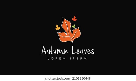 Autumn Logo Design Concept Vector Isolated in Black Background. Seasonal Logo of Autumn Logo Template 
