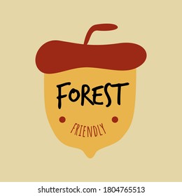 Autumn logo with oak seed illustration