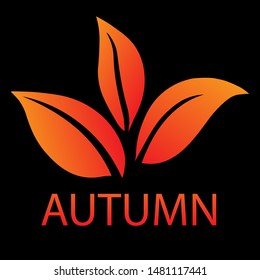 Autumn logo on dark background. Colorful Leaves in gradient. Isolated vector illustration