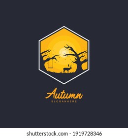 Design des Logos im Herbst. Vektorgrafik