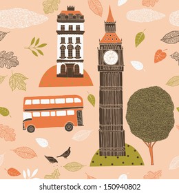 Autumn in London Seamless Pattern
