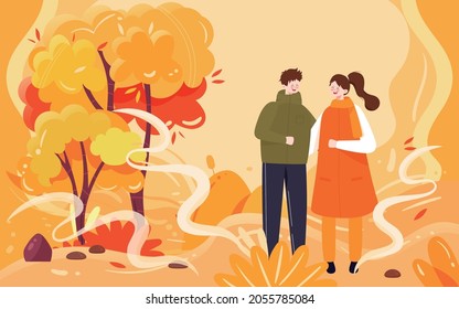 Herbstliebhaber Outdoor-Aktivität Illustration Herbstreisen und Ausflugsplaner