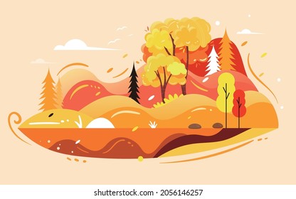 Autumn lovers outdoor activity Illustration Fall travel and outing poster