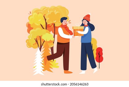 Autumn lovers outdoor activity Illustration Fall travel and outing poster