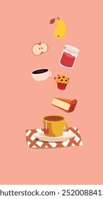 Autumn lunch cake illustration cartoon