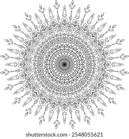 Autumn Mandala Vector Illustration – Intricate mandala design symbolizing peace and calm, perfect for relaxation. Ideal for prints, coloring, or decor, bringing a sense of tranquility.