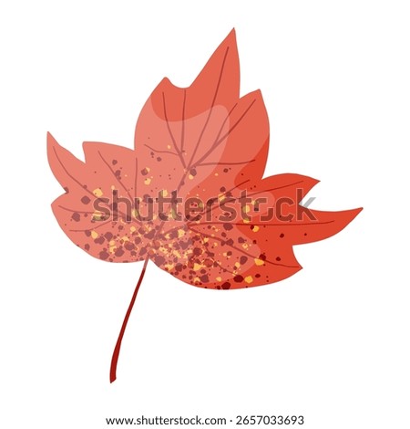 Autumn maple leaf, blackcurrant, viburnum, cucumber, grape wine leaf hand drawn using trendy textures on white background. Autumn, fall leaf, foliage, fallen leaf, thanksgiving