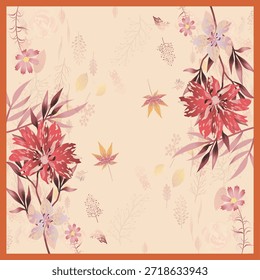 Folha de bordo de outono Cosmos Lily Square Scarf Background
