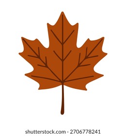 Autumn maple leaf in flat design. Fall season, nature, and environmental concept, vector illustration