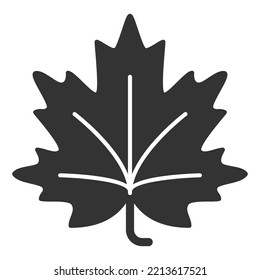 Autumn maple leaf - icon, illustration on white background, glyph style