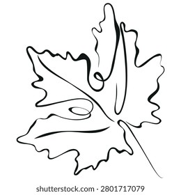 autumn maple leaf icon in line art style, for logos, thematic printing, or thematic backgrounds