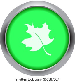 Autumn maple Leaf icon on metallic round colorful background