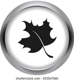Autumn maple Leaf icon on colorful metallic round background