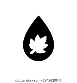 Autumn Maple Leaf inside Water Drop Solid Icon
