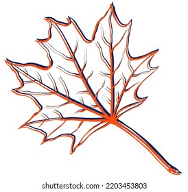 Autumn maple leaf in line