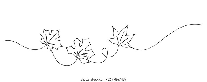 autumn maple leaf line element one line drawing continuous minimalism for decoration,card,presentation,printing,advertising,poster,ornament,elements,background,etc.