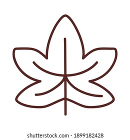 Autumn maple leaf line style symbol design, season nature ornament and garden heme Vector illustration
