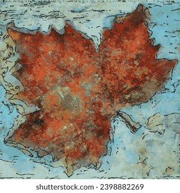 Ahornblatt für Herbst auf blauem Hintergrund