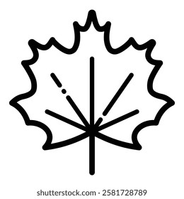 Autumn Maple Leaf Outline Icon Isolated On White Background