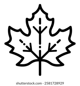 Autumn Maple Leaf Outline Icon Isolated On White Background