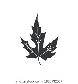 hoja de arce de otoño sobre fondo blanco, estilo de silueta, ilustración vectorial