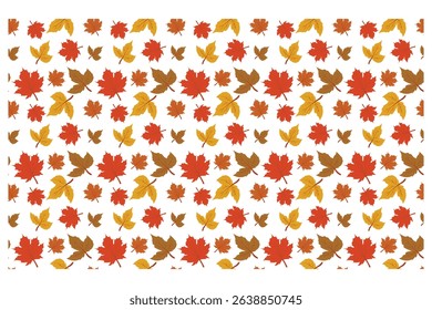 Autumn Maple Leaf Pattern on White Background