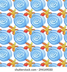 Autumn Maple Leaf in a Puddle. Vector Seamless Pattern