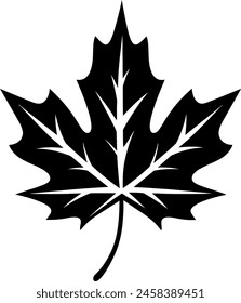 Silueta de hoja de arce de otoño en color negro. Corte por láser eps10 Plantilla de Vector.