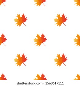 Autumn maple leaf triangle shape seamless pattern backgrounds. Wrapping paper template. Polygonal design illustration.